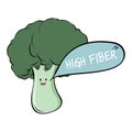 Cartoon Broccoli. High fiber. Royalty Free Stock Photo
